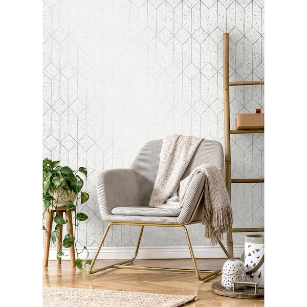 Hayden White Concrete Trellis Textured Non-Pasted Non-Woven Wallpaper Sample