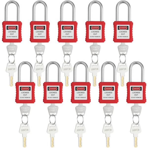 SVOPES 10-Pieces Red Safety Lockout Padlocks, OSHA Compliant, with 2-Keys Per Lock, Electrical Lockout Tag Out Kit