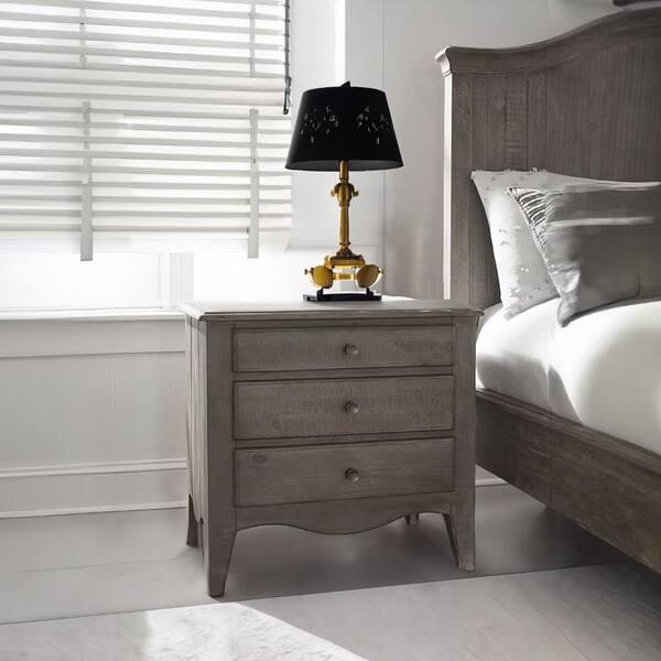 Benjara 30 in. Brown 3-Drawer Wooden Nightstand