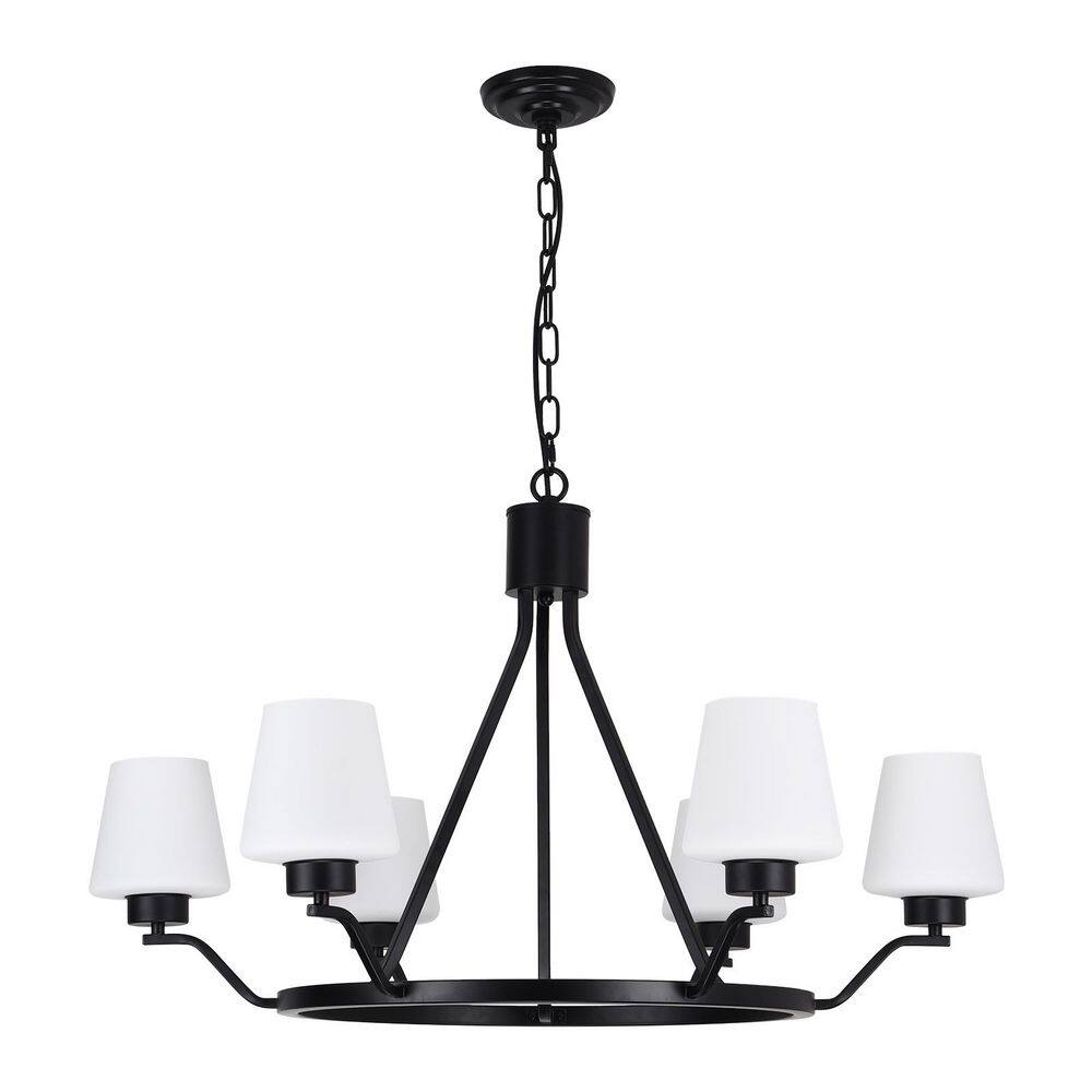 Industrial 6 Light Black Wagon Wheel Island Chandelier with White Opal Glass Shade for Kitchen Island Dining Living Room price history on PriceWatchPro