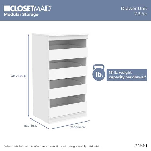 ClosetMaid 456100 21.39 in. W White Modular Storage Stackable Unit with 4-Drawers Wood Closet System - 3