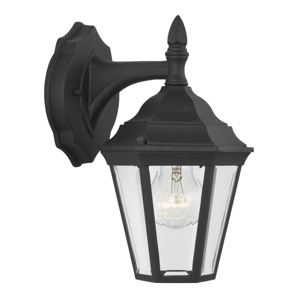 Black Clear Beveled Glass Outdoor Wall Sconce