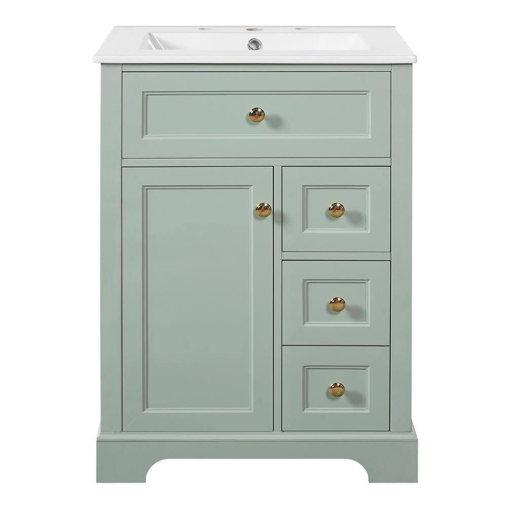 24 in. Bath Vanity Cabinet without Top in Green Assembled with 2-Tier Door Storage Rack price history on PriceWatchPro