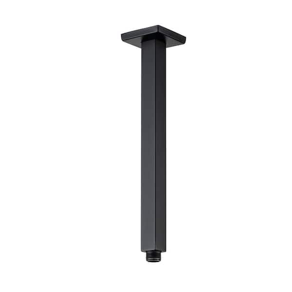 RAINLEX 8 in. Square Ceiling Mount Shower Arm and Flange in Matte Black