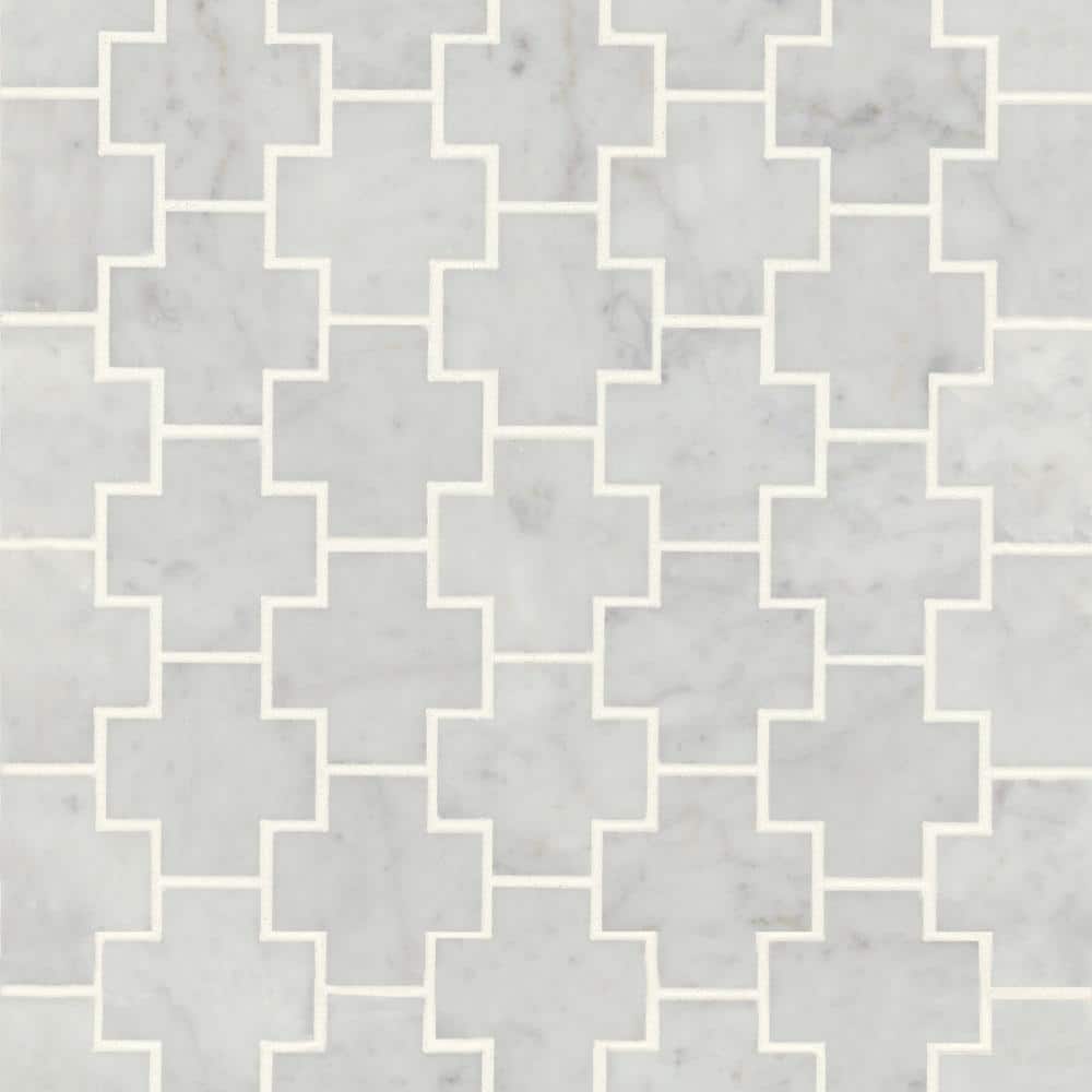 Sample-Monet 4 in. x 5 in. Honed White Carrara Marble Mosaic Subway Tile price history on PriceWatchPro