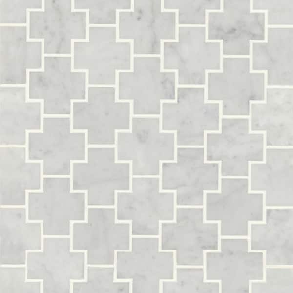 Bedrosians Monet Square 2 in. x 2 in. Honed White Carrara Marble Mosaic Tile (4.58 sq. ft./Case)