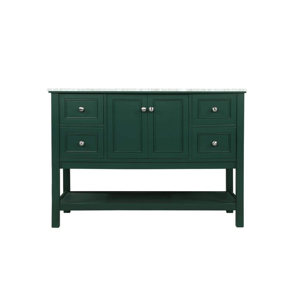 Timeless Home 48 in. W Single Bath Vanity in Green with Marble Vanity Top i