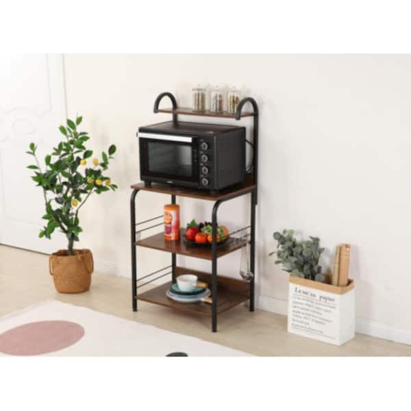 Multifunctional Kitchen Shelf with 8 Hook Microwave Ovens with
