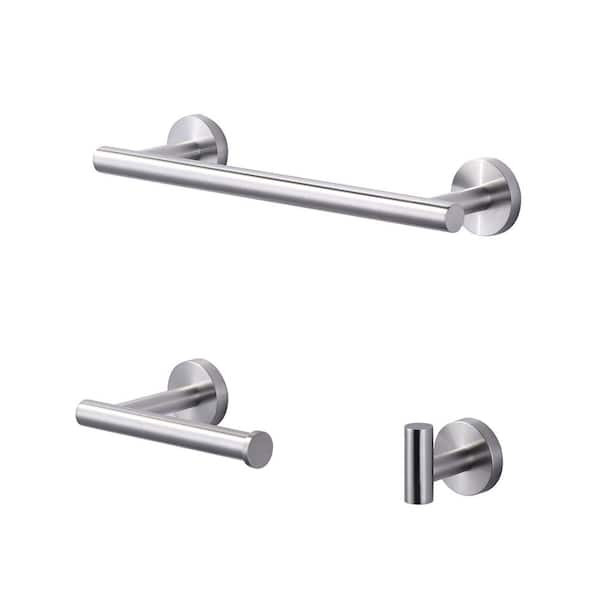 3-Pieces Bathroom Hardware Set in Brushed Nickel