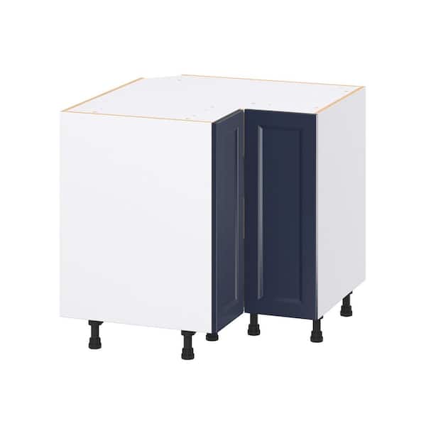 J COLLECTION Laramie 36 in. W x 24 in. D x 34.5 in. H Assembled Lazy Susan Corner Kitchen Cabinet in Painted Blue
