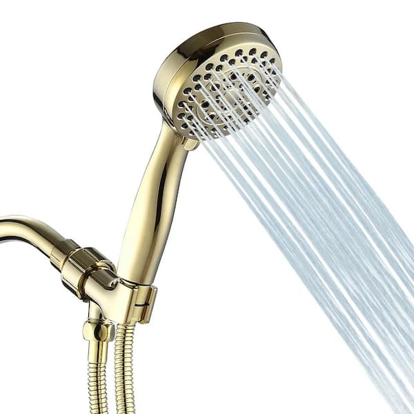 Magic Home 5-Spray Patterns with 2.5 GPM 3.72 in. Wall Mounted Handheld Shower Head with Massage and Mist Spray in Polished Gold