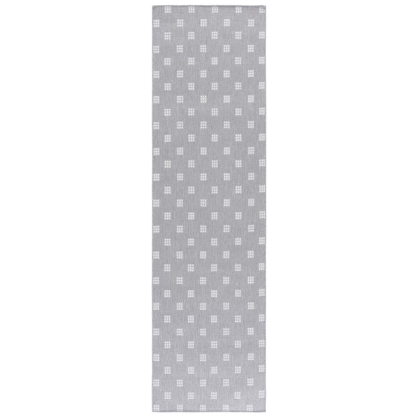 SAFAVIEH Terrace Gray/Ivory 2 ft. x 8 ft. Spotted Solid Indoor/Outdoor Runner Rug