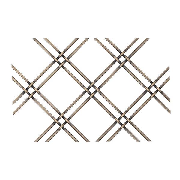 42 in. x 16 in. Kent Design 114 1/4 F Round Wire, Flat Crimp Antique Brass Woven Wire Grille Screening Panel Insert