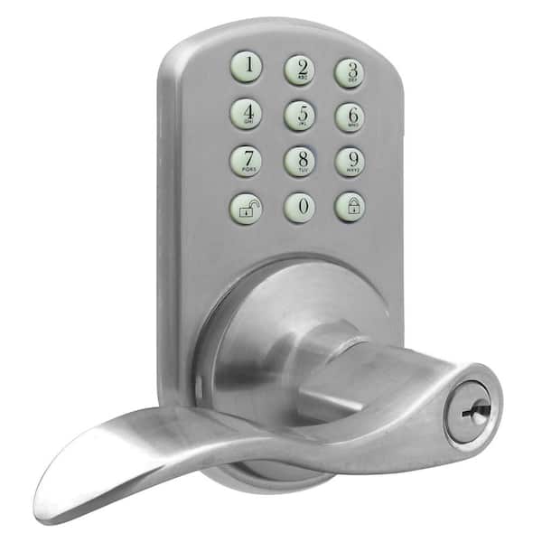 MiLocks Satin Nickel Keyless Entry Lever Handle Door Lock with Electronic Digital Keypad