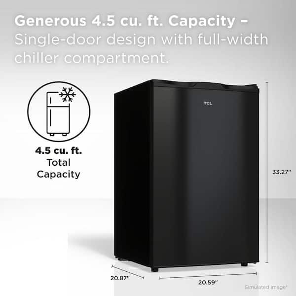 4.5 cu. ft. Compact Single Door Mini Refrigerator in Black without Freezer