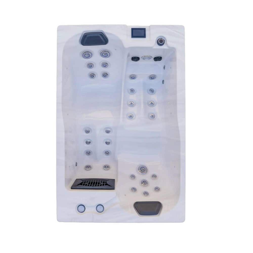 Cascade 2-Person-Dual Lounger 29-Jet-220V-Standard Hot Tub with Cloud Gray Interior, Ozonator, and Touch Screen