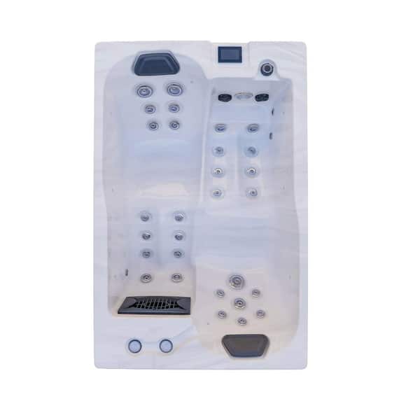 Cascade 2-Person-Dual Lounger 29-Jet-220V-Standard Hot Tub with Cloud Gray Interior, Ozonator, and Touch Screen