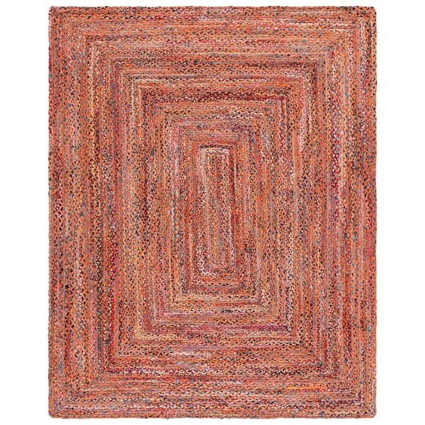 Braided 9 ft. x 12 ft. Orange/Rust Border Area Rug