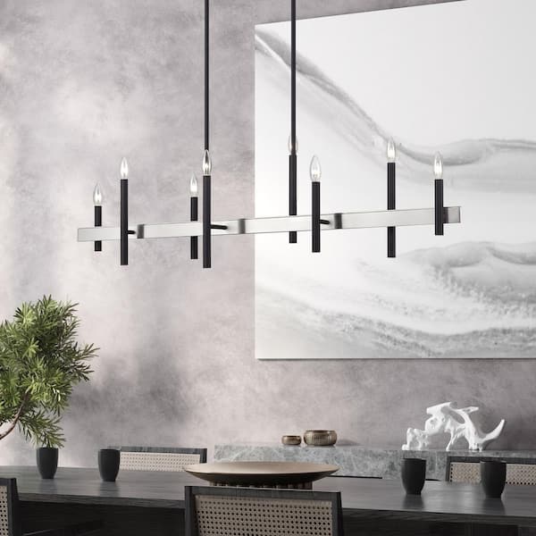 Livex Lighting Denmark 8-Light Black with Brushed Nickel Accents