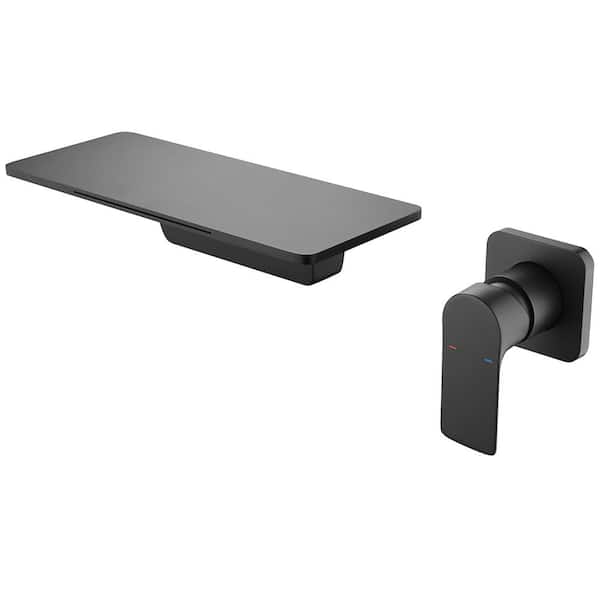 waterpar Single Handle Wall Mounted Bathroom Faucet in Matte Black