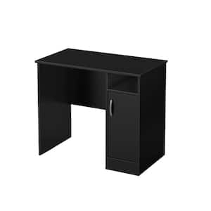 33.8 in. Rectangular Pure Black Computer Desks with Storage Door