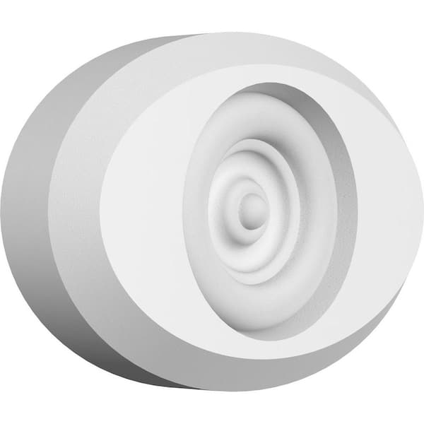Ekena Millwork 3/4 in. x 4 in. x 2 3/4 in. Standard Dalton Bullseye Rosette with Beveled Edge Moulding