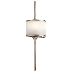 Mona 2-Light Classic Pewter Bathroom Indoor Wall Sconce Light with Satin Etched White Diffuser