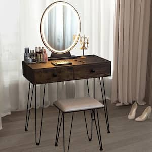 2-Drawer Rustic Dresser with Mirror 53.5 x 16 x 31.5 in.