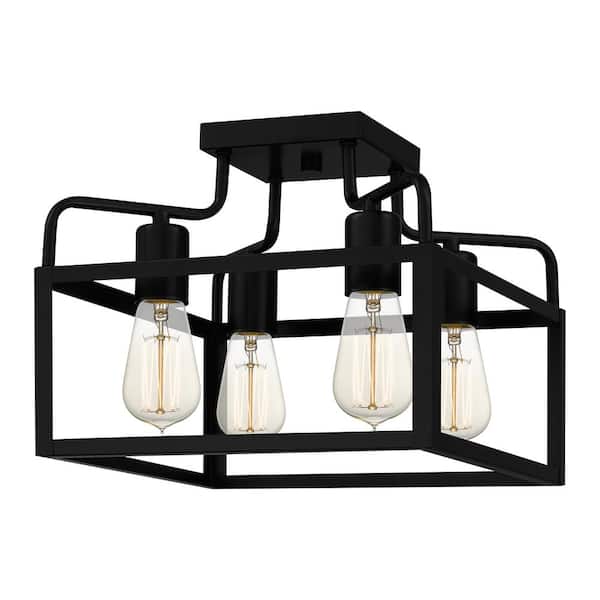 Quoizel Paulsen 4-Light Matte Black Semi-Flush Mount