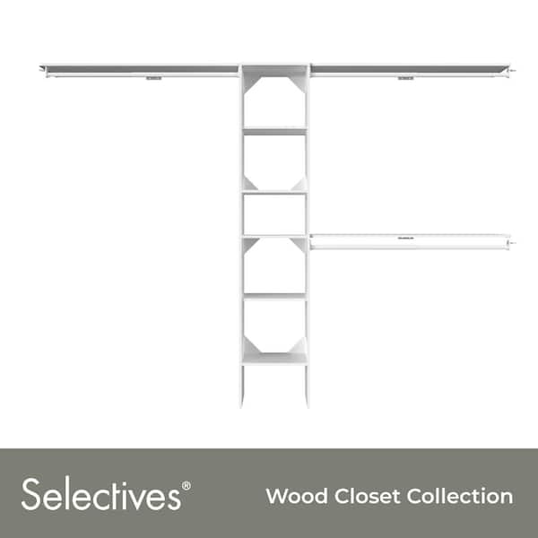 Selectives 76.85 in. W x 112.85 W White Basic Narrow Wood Closet System Kit with Top Shelves