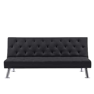 32 in. W  Black Upholstered Folding Sleeper Sofa for Living Room