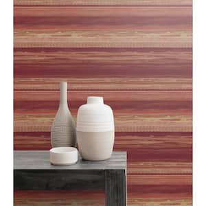Horizon Brushed Stripe Maroon, Taupe, and Blonde Abstract Paper Strippable Roll (Covers 60.75 sq. ft.)