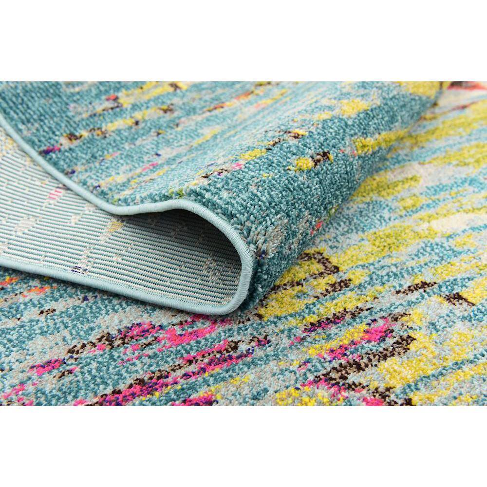 Reversible Abstract Blue Synthetic 8' x 10' Easy-Care Area Rug