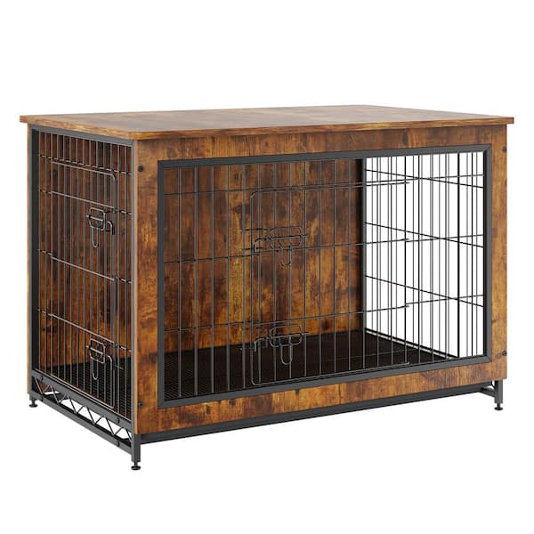 VEVOR Dog Crate Furniture 38 in. Wooden Dog House with Double Doors Heavy-Duty Dog Cage End Table with Dog Kennel