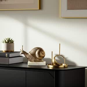 Gold/White 9.5 in. x 6.5 in. Snail Metal Figurine