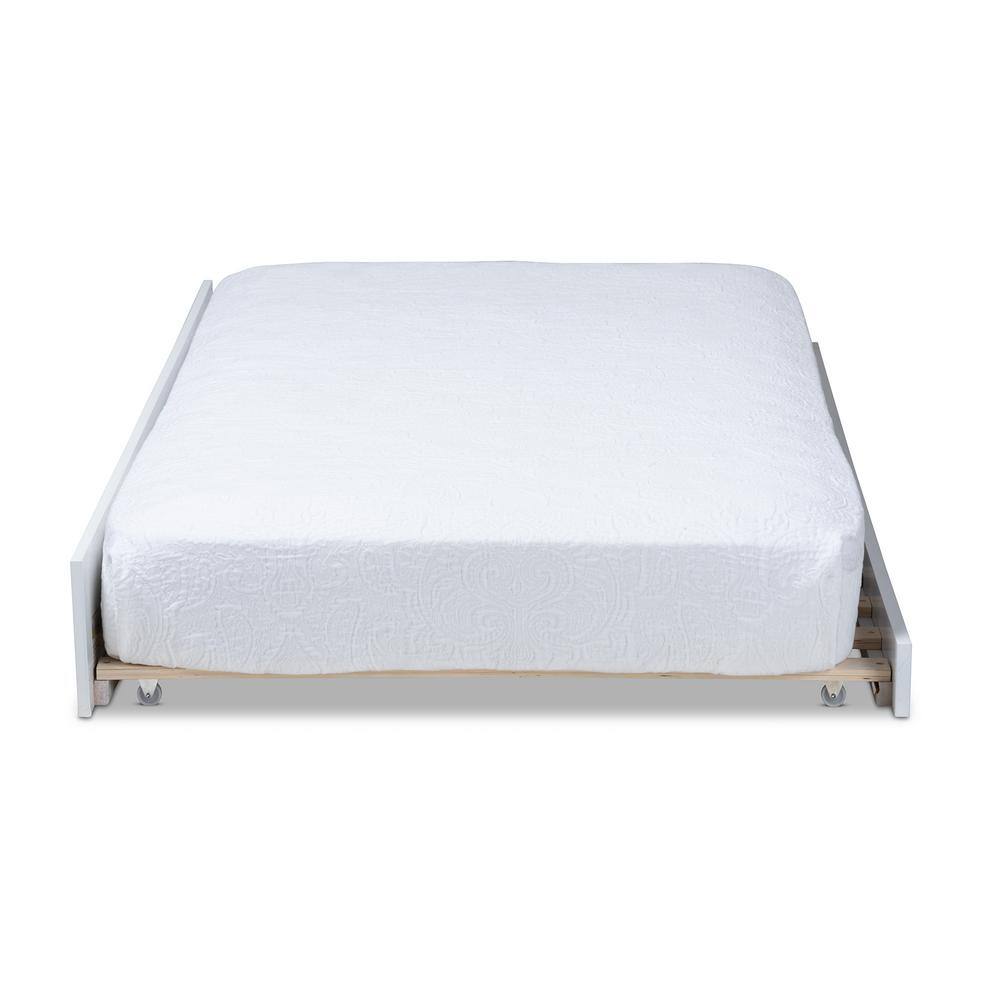 Mariana White Wood Twin Trundle Bed with Drawer