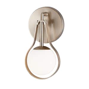 Fusion Pearl ADA 5 in. Brushed Brass LED Wall Sconce with Opal Glass Shade