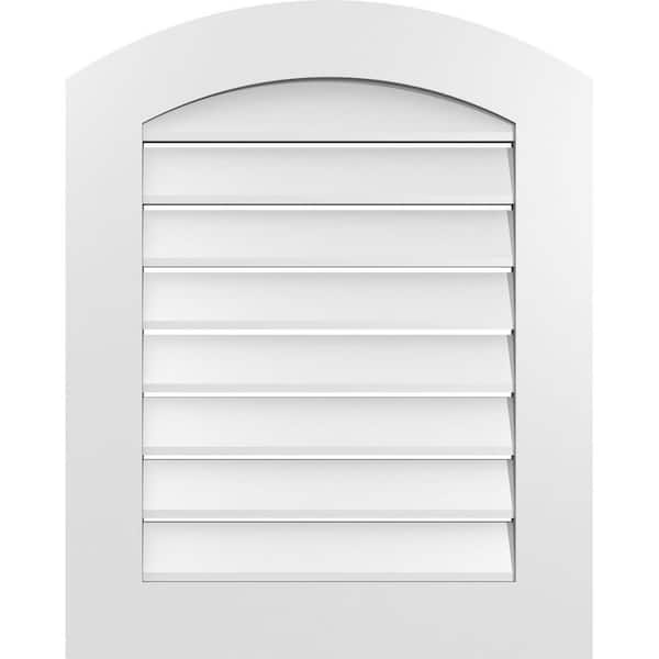 Ekena Millwork 24" x 28" Arch Top Surface Mount PVC Gable Vent: Non-Functional with Standard Frame
