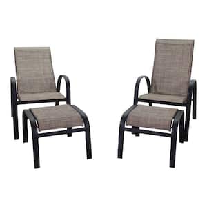 Santa Fe 4-Piece Set in Java with 2 Reclining Sling Chairs and 2 Sling Ottomans