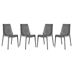 Kent Plastic Outdoor Dining Chair in Grey Set of 4