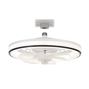 13 in. Integrated LED White Transitional Flush Mount With Remote, LED Light, Socket and Frosted Acrylic Shade