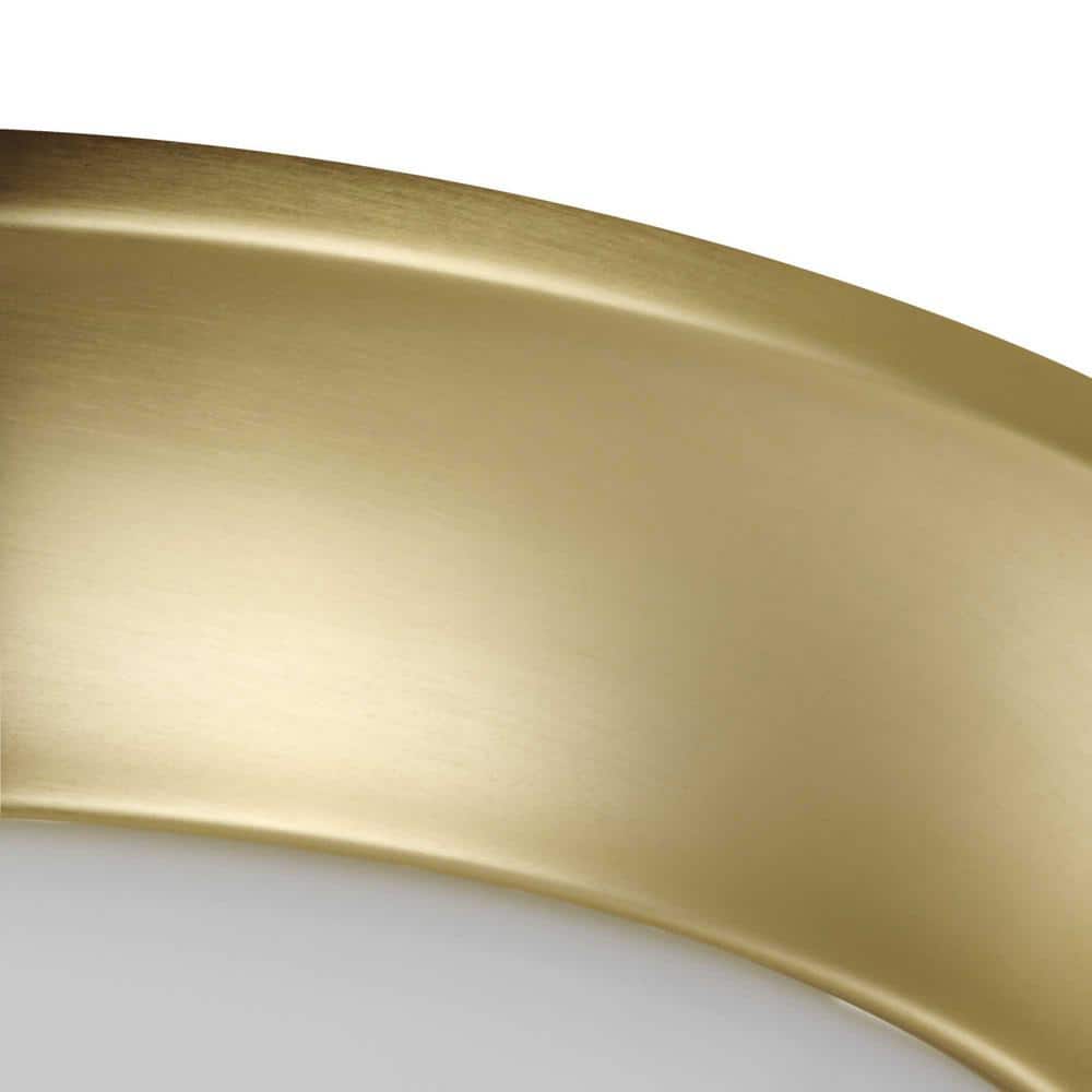 Satin Brass and Etched Glass 14" Flush Mount Light