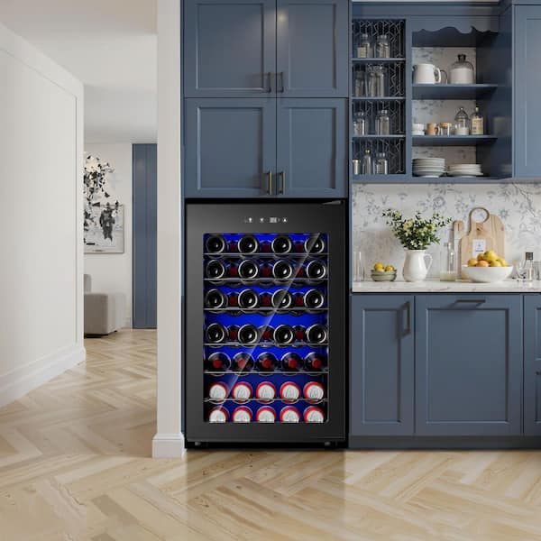 SIMZLIFE 20.3in. Digital Control 45-Bottle Wine Cooler in Black