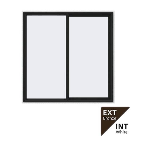 60 in. x 60 in. V-4500 Series Bronze FiniShield Vinyl Right-Handed Sliding Window with Fiberglass Mesh Screen