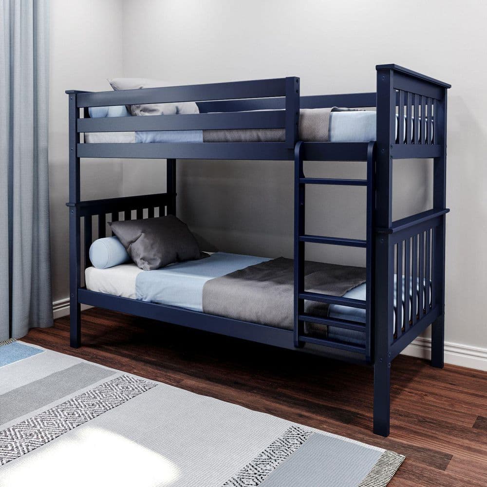 Max & Lily Blue Twin Over Twin Bunk Bed with Ladder 180201-131 - The ...