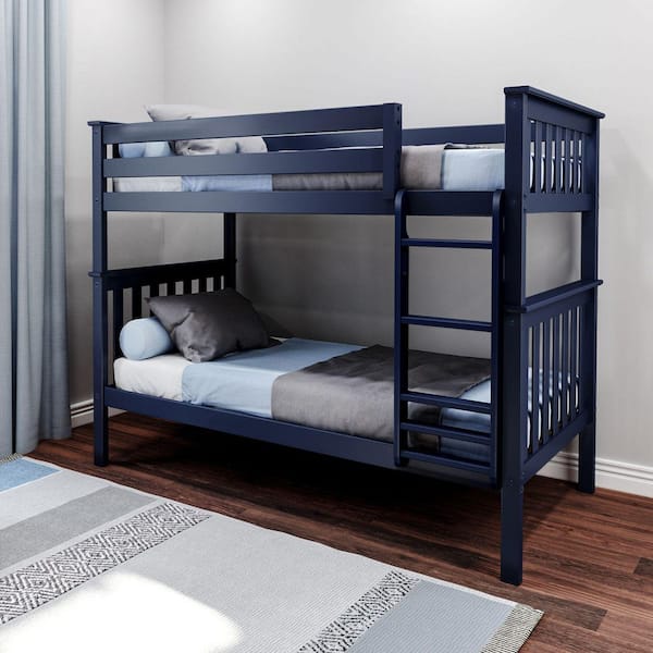 Blue Twin Over Twin Bunk Bed with Ladder