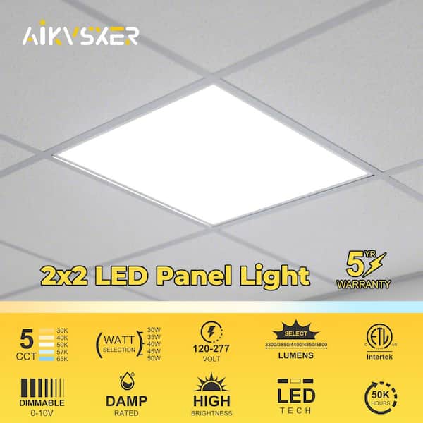 AIKVSXER 2 ft. x 2 ft. 5500 Lumen White Integrated LED Panel Light