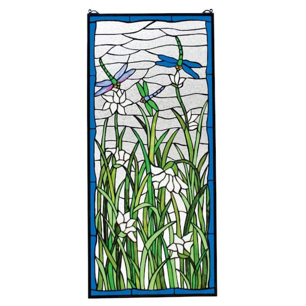 Design Toscano Dragonflies Dance Stained Glass Window Panel