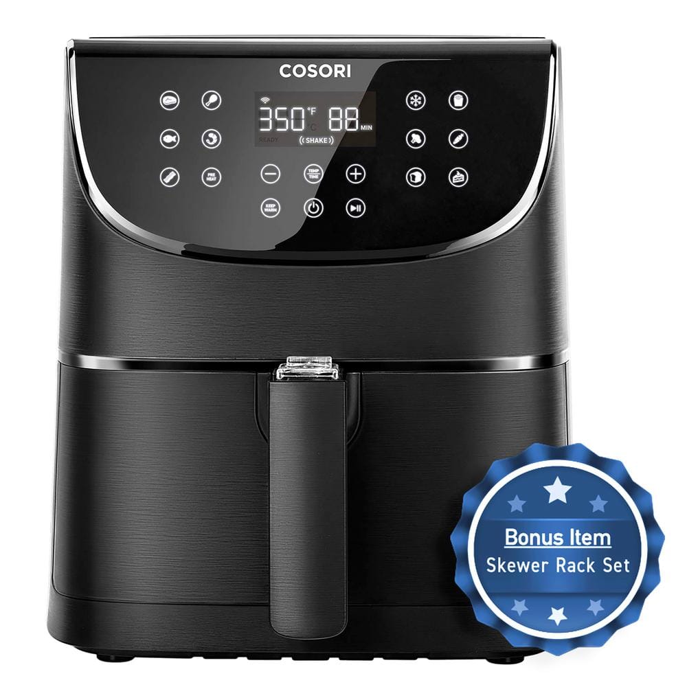Cosori Smart 5.8 Qt. Black Air Fryer with Skewer Rack Set