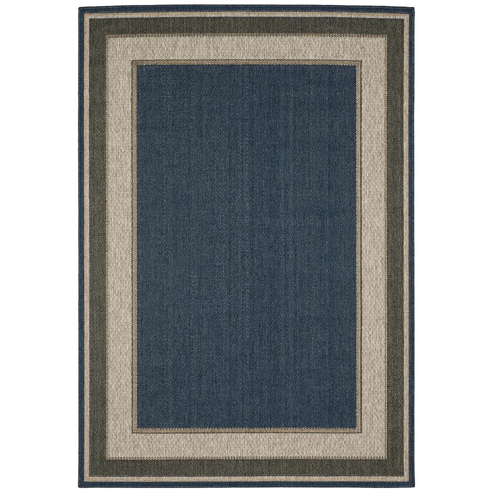 StyleWell Jasper Blue Doormat 3 ft. x 5 ft. Border Indoor/Outdoor Patio ...